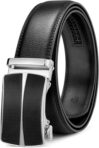 Vista 18 de BOSTANTEN Cinturón de cuero con trinquete para hombre, para atuendos formales e informales con hebilla ajustable, se ajusta a la medida. 001- Negro