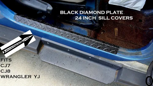 Vista 7 de Se adapta a Jeeep Wrangler YJ-CJ7-CJ8 Black Diamond Plate Large alféizar guardias de entrada 1976-95