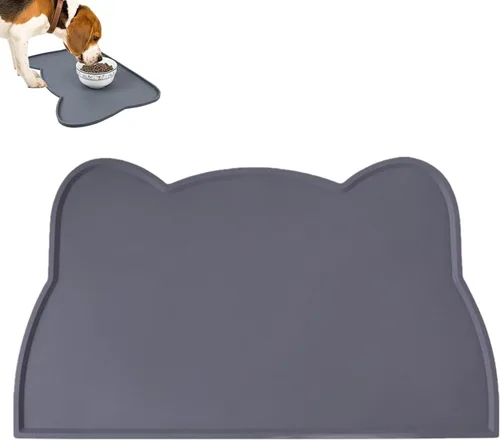 Vista 8 de IYYI Tapete de comida para gatos, tapete de silicona para comida de mascotas para el piso, tapete antideslizante impermeable para alimentación