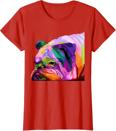 Vista 108 de Camiseta de retrato pop artístico de bulldog británico inglés para dueños de perros, Negro, S