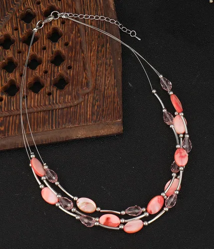 Vista 3 de Collar a capas con cristal para mujer, gargantilla con cadena de plata gruesa, regalo de cumpleaños para mujer