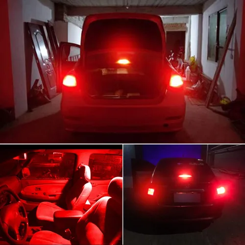 Vista 6 de PHINLION Bombilla LED 912 921 de 3ª luz de freno, 922 906 luces interiores Rojo