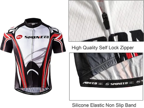 Vista 9 de sponeed Hombres Bicicletas Jersey Cremallera Completa Ciclismo Camisa Tops Transpirable