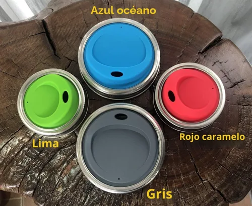 Vista 3 de Kit de tapa reutilizable de silicona de grado alimenticio y sin BPA para beber jugo de café con anillos de acero inoxidable para mason, bolas