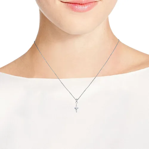 Vista 5 de AeraVida Collar con colgante de cruz de fe de cristal transparente de plata de ley 925, Cristal