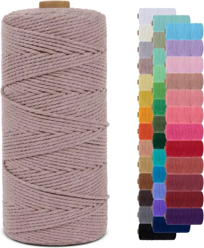 Vista 116 de Cordón de macramé de 0.079 pulgadas, cuerda de algodón natural de 109 yardas, hilo de cuerda de macramé para manualidades, ganchos de pared