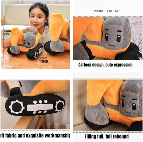 Vista 5 de XIYUAN Almohada de peluche de camión de juguete de construcción suave de 11 pulgadas, juguete de camión de juguete súper linda, juguetes de felpa