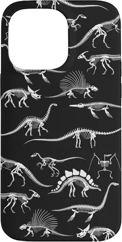 Vista 21 de Funda para iPhone 17 con diseño de huesos de dinosaurio fosilizado con animales prehistóricos