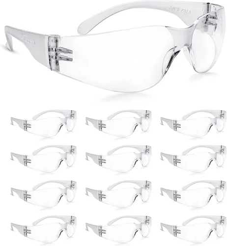 Vista 8 de amoolo Gafas de seguridad para hombres y mujeres, protección ocular transparente para trabajo, laboratorio, construcción