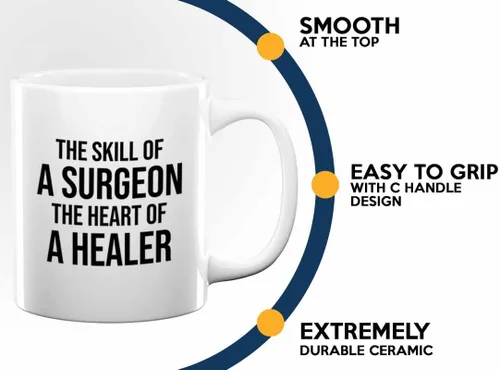 Vista 4 de Taza de café de cirujano de 11 oz, color blanco - La habilidad de un cirujano - Recovery Doctor Sick Friends Enfermedad Enfermedad