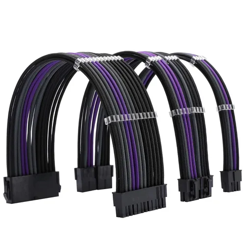 Vista 12 de FormulaMod Kit de cable de alimentación de extensión de manga 18AWG ATX 24P+ Poliestireno expandido 8-P+PCI-E8-P con peines para PSU a placa Negro