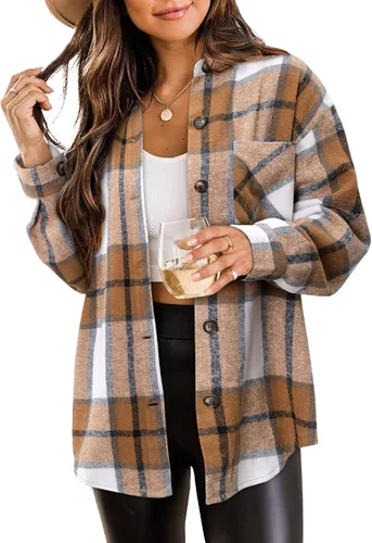 Vista 28 de ZOLUCKY Chaqueta de manga larga con botones para mujer, talla grande, blusas