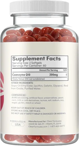 Vista 8 de Cápsulas blandas CoQ10 de 200 mg – Coenzima de absorción rápida Q10 200 mg Potente antioxidante para energía cardíaca y apoyo al envejecimiento