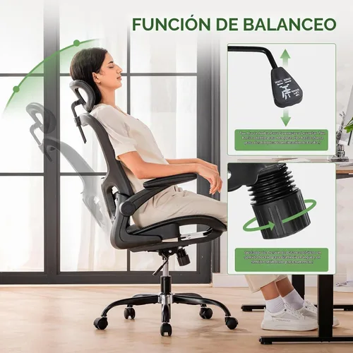 Vista 7 de GTPLAYER Silla de oficina, silla de escritorio ergonómica para el hogar con malla de respaldo alto, sillas de escritorio de malla para computadora