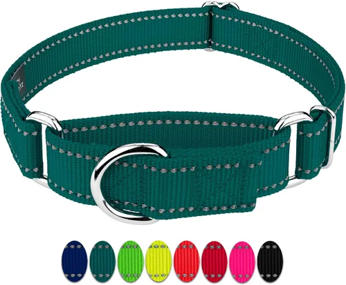 Vista 10 de Country Brook Petz - Vibrante selección de 8 colores - Collar de perro Martingala de nailon reflectante (pequeño, 3/4 pulgadas, negro)
