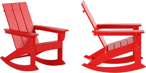 Vista 18 de HDPE Laguna Silla mecedora Adirondack de polietileno para exteriores (juego de 2), color negro