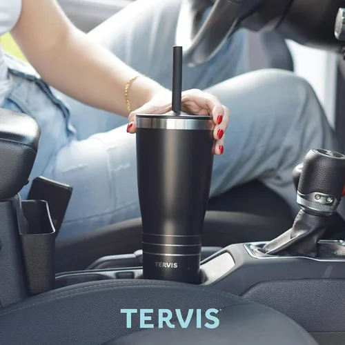 Vista 5 de Tervis Traveler - Vaso aislado de acero inoxidable con triple pared y recubrimiento en polvo, mantiene las bebidas frías y calientes, 30 onzas