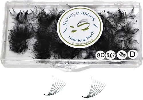 Vista 5 de 6D - 0.07 C y D Curl 1000 Abanicos de volumen prehechos sueltos, extensiones de pestañas hechas a mano, suministros de volumen ruso para abanicos