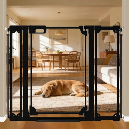Vista 12 de WAOWAO Puerta transparente para bebés para escaleras, diseño moderno, acrílico con cierre automático, puerta para mascotas, 29.52-37.79 pulgadas