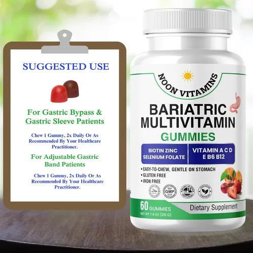 Vista 6 de Gomitas multivitamínicas bariátricas Alta potencia sin hierro con B12 metilado y folato Apoyo nutricional diario para estilo de vida bariátrico