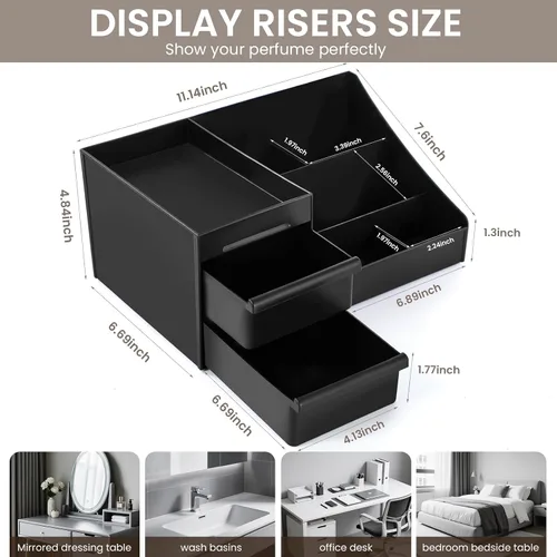 Vista 2 de Organizador de colonia para hombre, organizadores de baño, organizador para hombres, soporte para colonia, bandeja de perfume, soporte de perfume