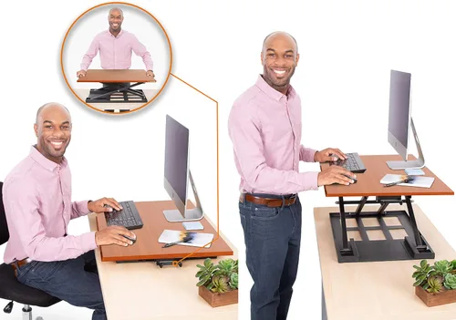 Vista 4 de Stand Steady X-Elite Pro - Convertidor de escritorio de pie Convierte instantáneamente cualquier escritorio en un escritorio de pie Escritorio