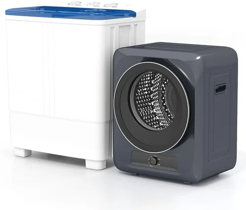 Vista 10 de Auertech Lavadora y Secadora Portátil Combinada, Lavadora de Dos Bañeras de 20 Libras, Secadora de Ropa Compacta de 1.5 Pies Cúbicos, Juego