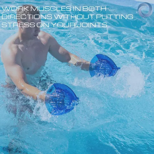 Vista 4 de Total Body Pool Weights for Water Exercise Bundle, Polycarbonate Upper Body Bells & Padded Lower Body Fins, Aqua Therapy, Pool Exercise, Water