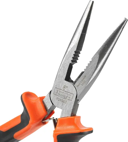 Vista 2 de Edward Tools Pro-Grip - Alicates de punta de aguja de 6 pulgadas, mandíbulas de acero al carbono duro, diseño con resorte para un uso más fácil