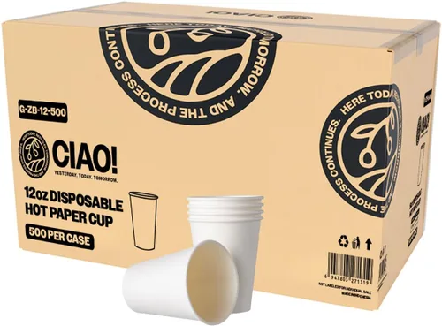 Vista 10 de CIAO! Taza de café de 8 onzas con tapa de cúpula negra, (80 mm) 1,000 unidades Negro (black Lids)