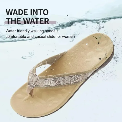 Vista 7 de Sandalias ortopédicas para mujeres, sandalias de fascitis plantar para pies planos con soporte de arco estilo pata de gallo, sandalias para caminar