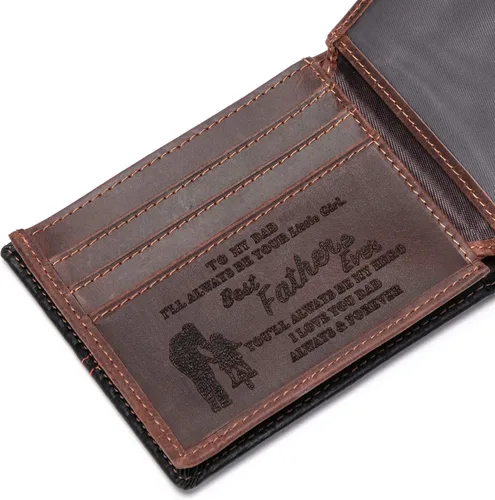 Vista 2 de Cartera de cuero grabada personalizada para papá hijo marido novio cumpleaños día del padre San Valentín Navidad aniversario graduación boda regalo
