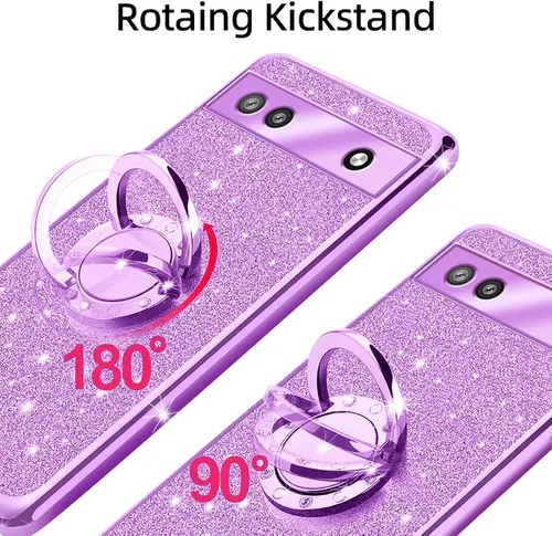 Vista 3 de Funda para teléfono Google Pixel 6a, funda para Google Pixel 6a para mujer, con purpurina, suave, elegante, transparente, TPU de lujo, linda funda
