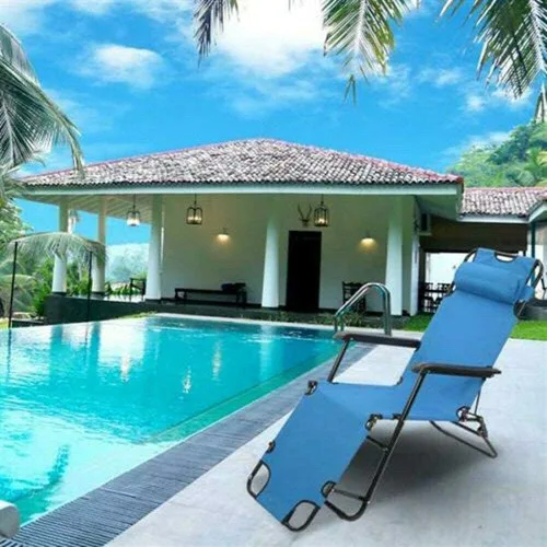 Vista 2 de Sillón reclinable al aire libre de gravedad cero, sillón de jardín plegable ajustable para playa, jardín, piscina familiar