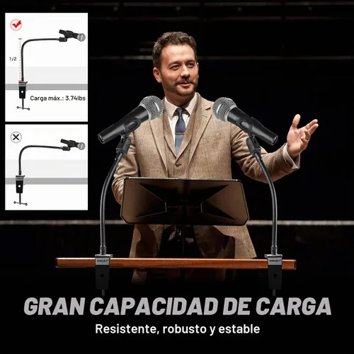 Vista 5 de Soporte flexible de cuello de cisne de 13 pulgadas con soporte para teléfono y abrazadera