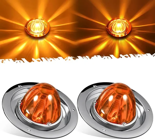 Vista 12 de Partsam Kit de 2 luces de sandía con lente de vidrio rojo, luces LED de parada y giro con bisel de acero inoxidable y base de repuesto para Lente