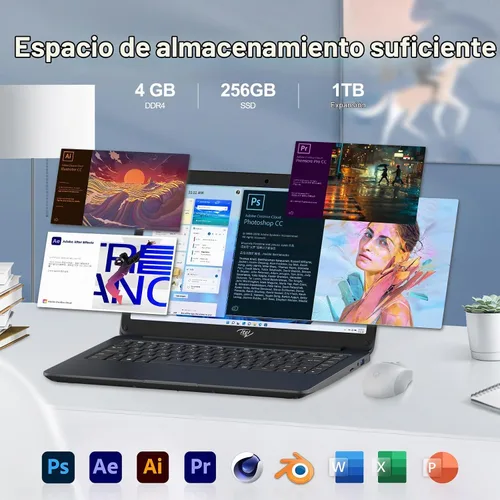 Vista 4 de Itel computadora portátil de 14 pulgadas - Celeron N4000 (Dual-Core), UHD Graphics 600, 4GB RAM 256GB SSD, pantalla HD de 14" Micro-Edge, ultra