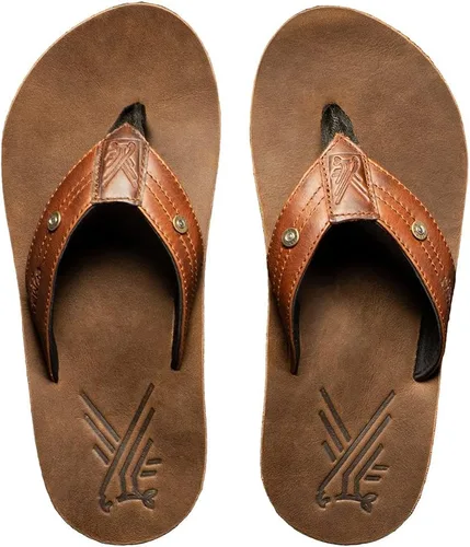 Vista 5 de Combat Flip Flops Chanclas para hombre AK Brown Leather Ergo - Malas para correr, peor para luchar