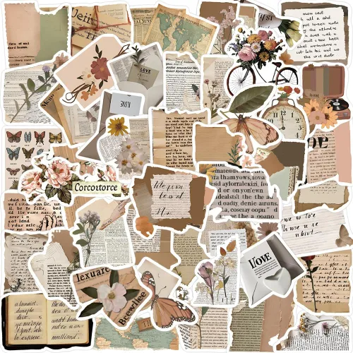 Vista 9 de Yoksas 50 piezas de calcomanías vintage victorianas - Calcomanías de vinilo impermeables de arte antiguo para laptops, botellas de agua, álbumes
