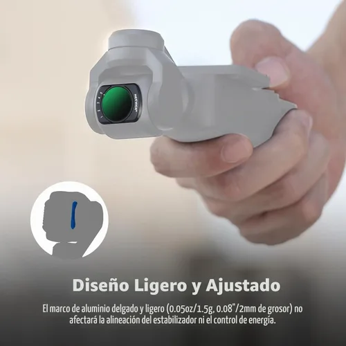 Vista 5 de NEEWER Filtro ND2-32 variable compatible con DJI Osmo Pocket 3, filtro magnético ND ajustable de 1 a 5 paradas limitadas, accesorios para cámara