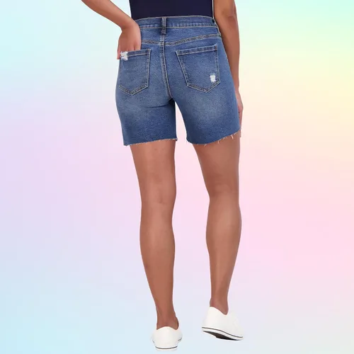 Vista 4 de Savi Parker Pantalones cortos de maternidad para mujer debajo del vientre con banda elástica insertada, bermudas de maternidad casuales de verano