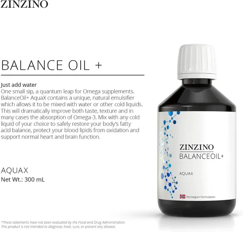 Vista 3 de Zinzino BalanceOil+ AquaX - Omega-6:3 óptimo, contribuye a la función normal del cerebro y al sistema inmunológico, mantiene EPA y DHA - 10.1 fl oz