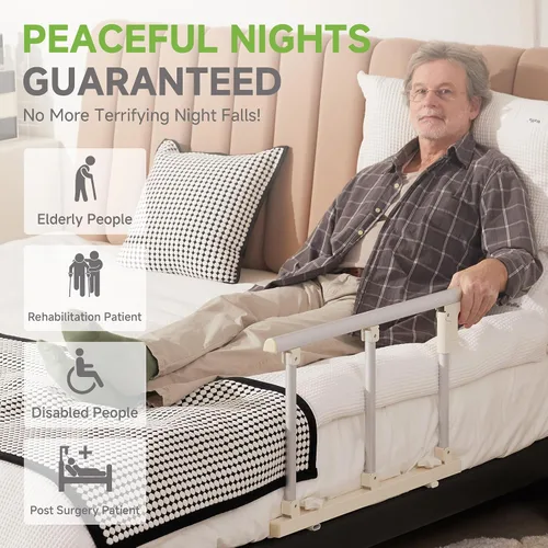 Vista 7 de Real Relax Rieles de cama para la seguridad de adultos mayores, barandillas de cama plegables para personas mayores que se ajustan a tamaños