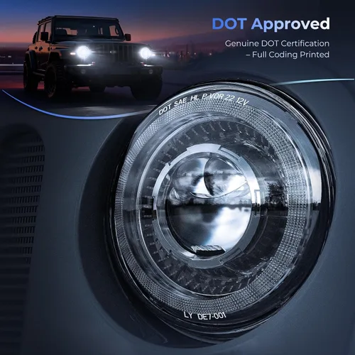 Vista 7 de HWSTAR Nuevos faros delanteros LED redondos de 7 pulgadas 1000% más brillantes antirreflejos, compatibles con Jeep Wrangler JK JKU TJ LJ Chevy Ford