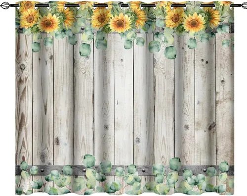 Vista 10 de Cortinas abstractas de eucalipto y colibrí, cortinas opacas con aislamiento térmico y ojales para dormitorio, 2 paneles de 45 pulgadas de largo x 21