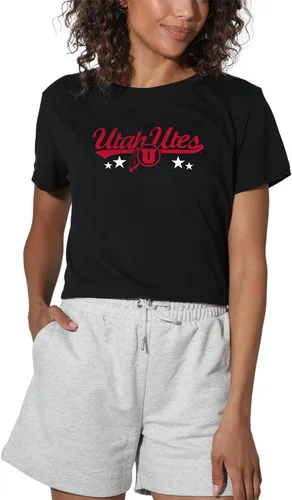 Vista 208 de Colección oficial de camisetas con diseño de mascota desgastada para mujer, color negro Grizzlies del estado de Adams