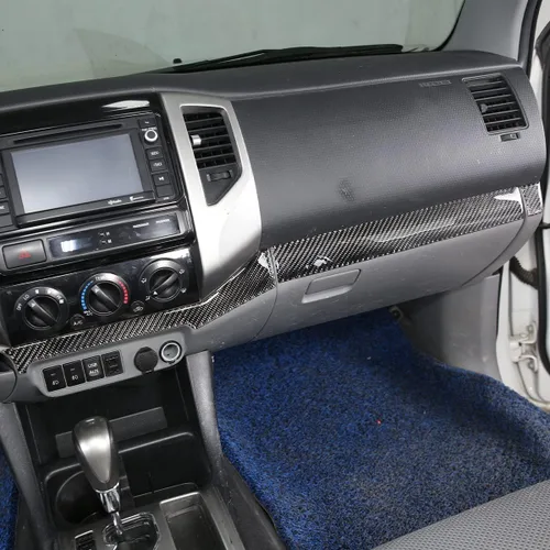 Vista 6 de Fibra de carbono suave coche centro control copiloto decorativo etiqueta ajuste ajuste para Toyota Tacoma 2011 2012 2013 2014 2015