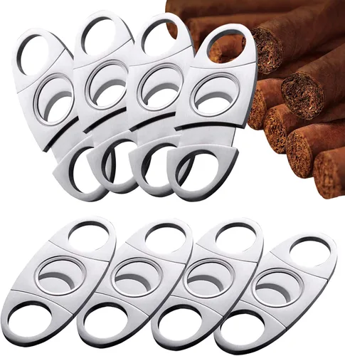 Vista 12 de Cortador de puros, guillotina de acero inoxidable liso para puros, hoja de doble corte, 1 paquete de accesorios exquisitos plateados para cigarros