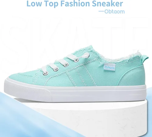 Vista 2 de Obtaom Play Tenis de lona para mujer, sin cordones, a la moda, blanco desgastado y estampado de leopardo