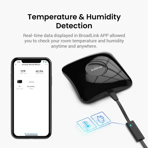 Vista 7 de BroadLink RM4 Pro IR RF - Hub de control remoto con cable de sensor, controlador inteligente WiFi para automatización del hogar, TV, ventilador